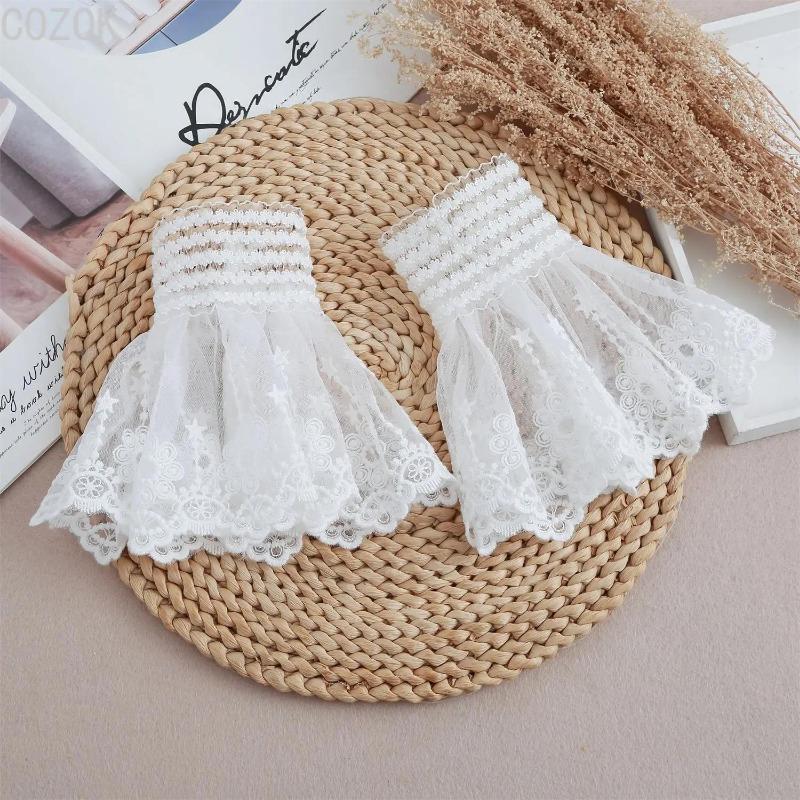 DIY Abnehmbare Manschetten Manschettenverlängerung Stickerei Spitze Gänseblümchen Falsche Ärmel Elastisch Wildes Handgelenk Plissiertes Organ Lolita Falsche Ärmel