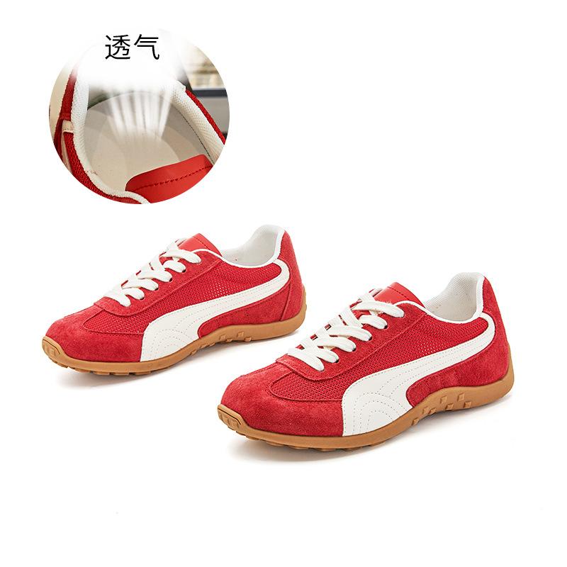 Genuine leather Forrest Gump shoes women's 2025 summer new thick-soled versatile little white shoes women's color matching retro ballet training s