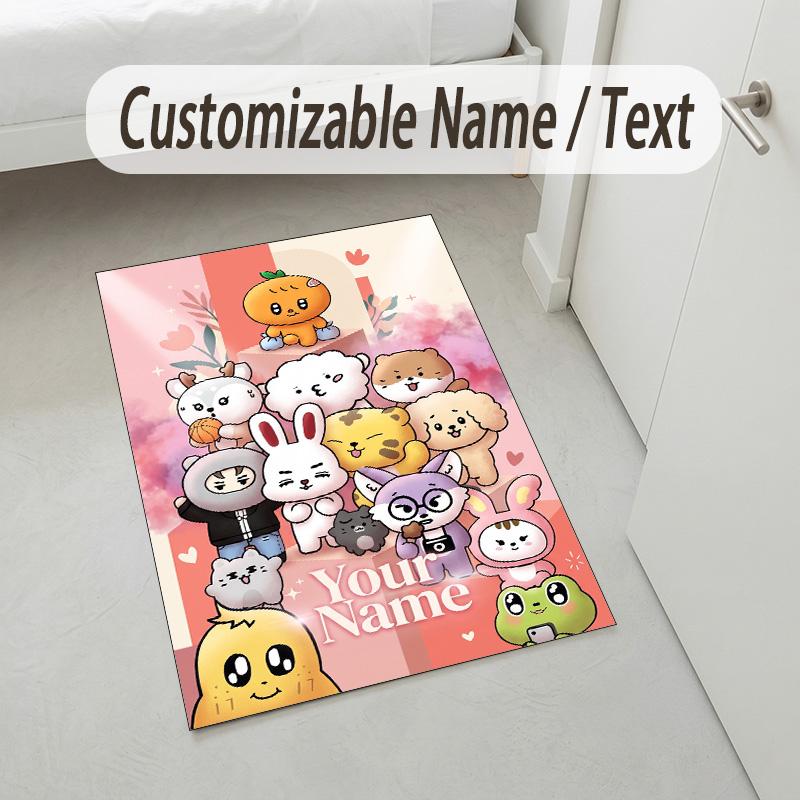 Personalized Crystal Velvet Carpet,SEVENTEEN Custom Printed Name, Plush Area Rug For Home Indoor Decor
