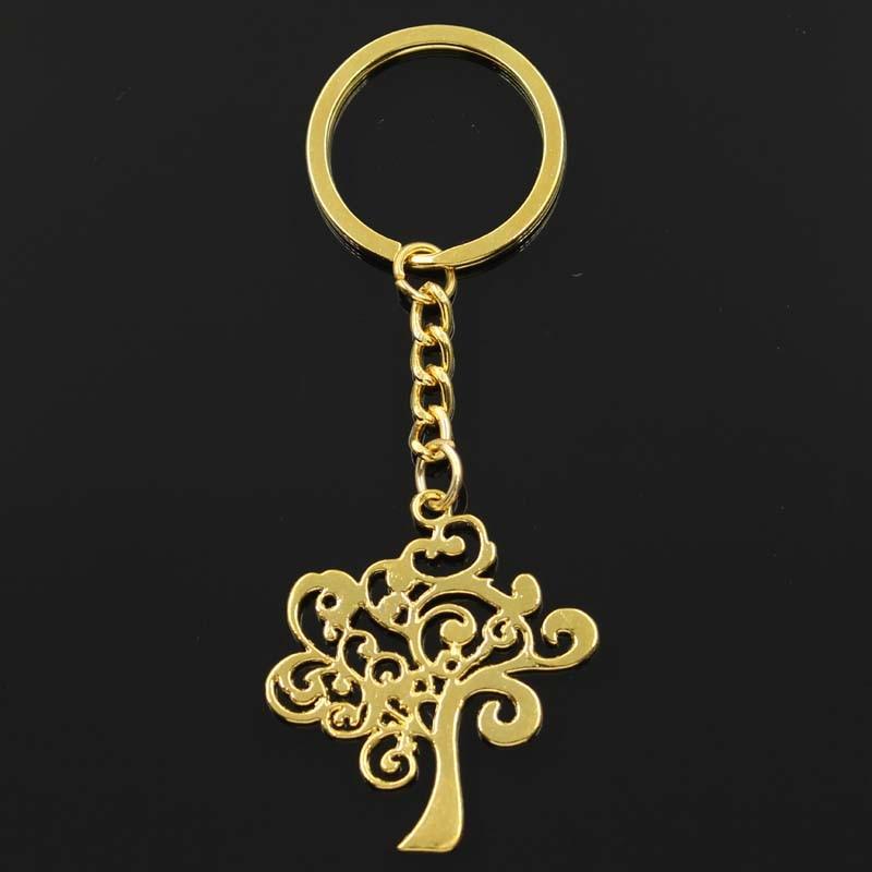 Fashion Peace Tree 42x37mm Pendant 30mm Key Ring Metal Chain Bronze   Men Car Gift Souvenirs Keychain
