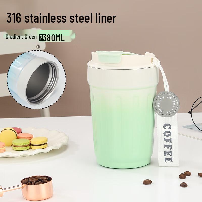 Gradient Green Insulated Stainless Steel Travel Mug
