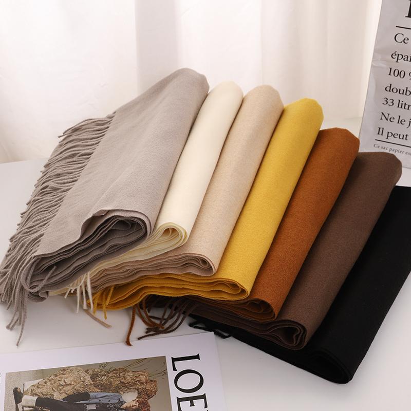Fashion Solid Color Women Thin Tassel Long Scarf  Hijabs Lady Shawls Cashmere Like Pashmina Hijabs Scarves Wraps