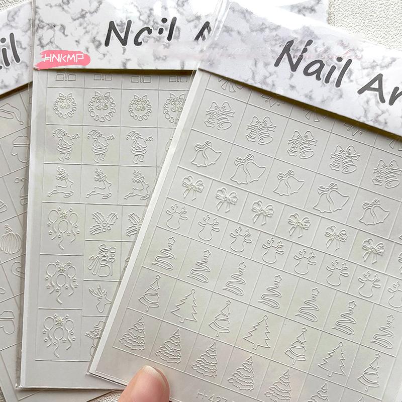 Winter Snowflake Snow Tree Airbrush Stencil for Nails Christmas Decors Hollow Nail Stickers French Manicure Tips