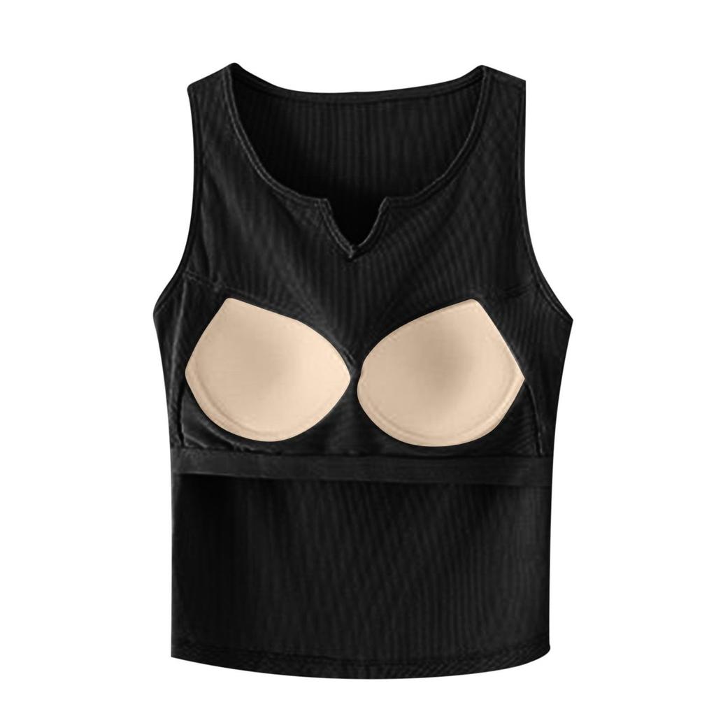 Women's Solid Color Summer Padded V-neck Inner And Outer Vest