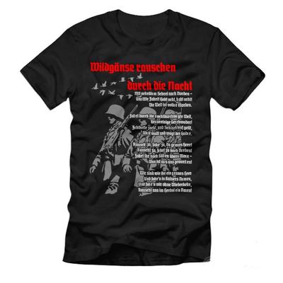 Wildgänse Rauschen Durch Die Nacht Paroles de Chanson Chant de Marche des Soldats Allemands T-shirt Manches Courtes Décontracté 100% Coton T-shirt Homme