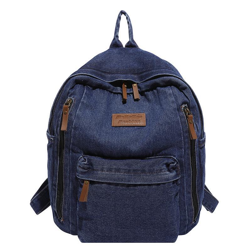 Schulrucksack Retro Denim Rucksack männlich und weiblich Paare Klasse Reise Freizeit Fauler Stil Japanisch und Koreanisch Trendiger vielseitiger Rucksack weiblich