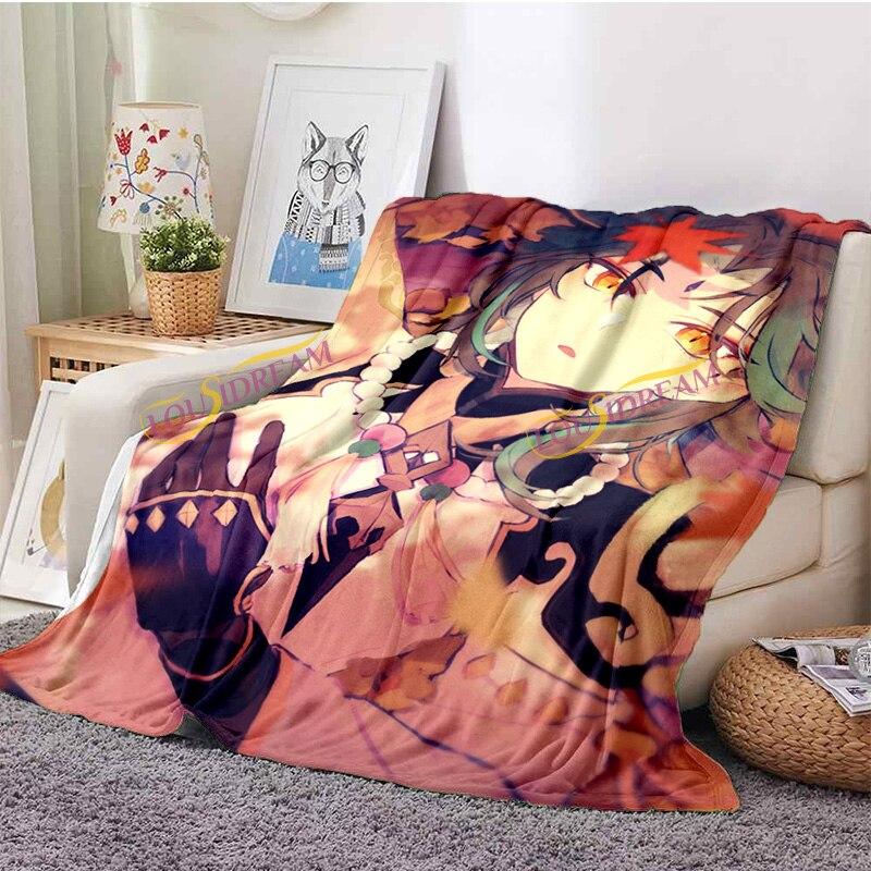 Fashion Genshin  Blanket Flannel Four Seasons Quilt Anime Breathable Super Warm Throw Blankets for Bedding Travel Bedding  Gifts