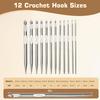 Tunisian Crochet Hook Set, Interchangeable Tunisian Crochet Hooks Set with Cable 3.0mm-10.0mm, 12 Sizes Metal Tunisian Crochet Hooks, Ergonomic