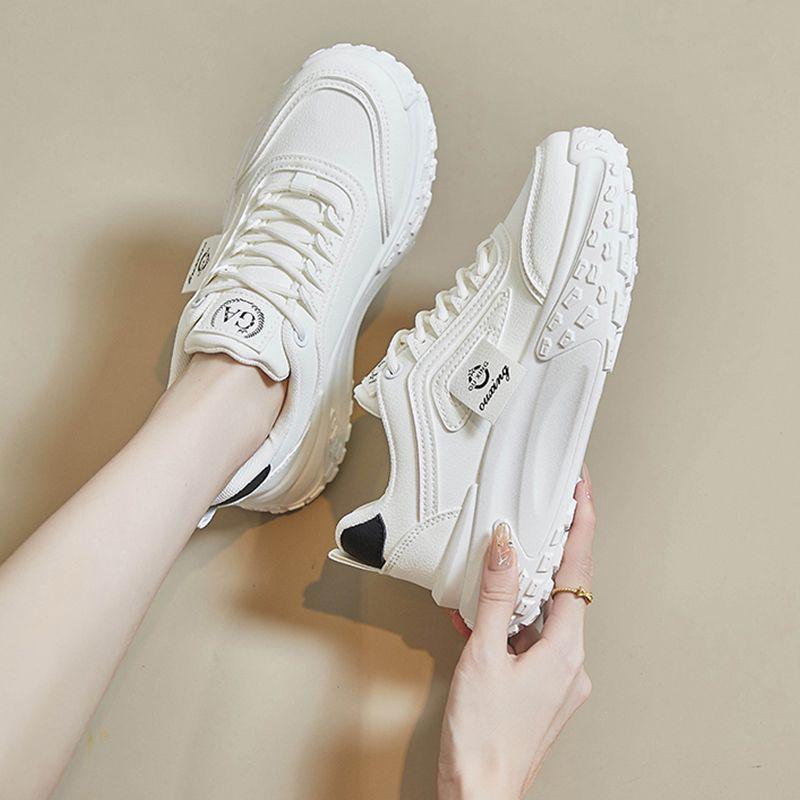 Popular dad shoes children's 2025 new spring platform casual versatile light feet women's shoes leather round head
