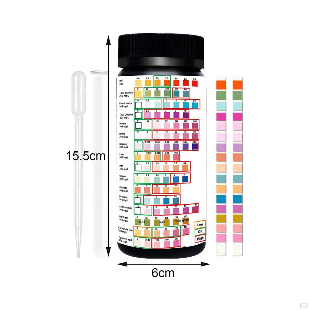 100Pcs Water Testing Set Test Strips for Pools Pond Chemistry Tub Aquarium