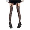 Women Fishnet Garter Belt Pantyhose Punk Flower Lace Patterned Sheer Thigh High Stockings Suspender Strap Tights Hosiery