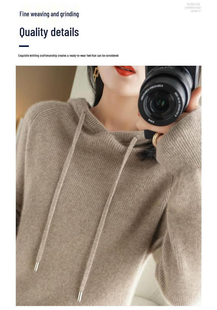 2024 Autumn/Winter Women's Wool Hooded Knit Sweater - Loose, Thick, and Easy To Match