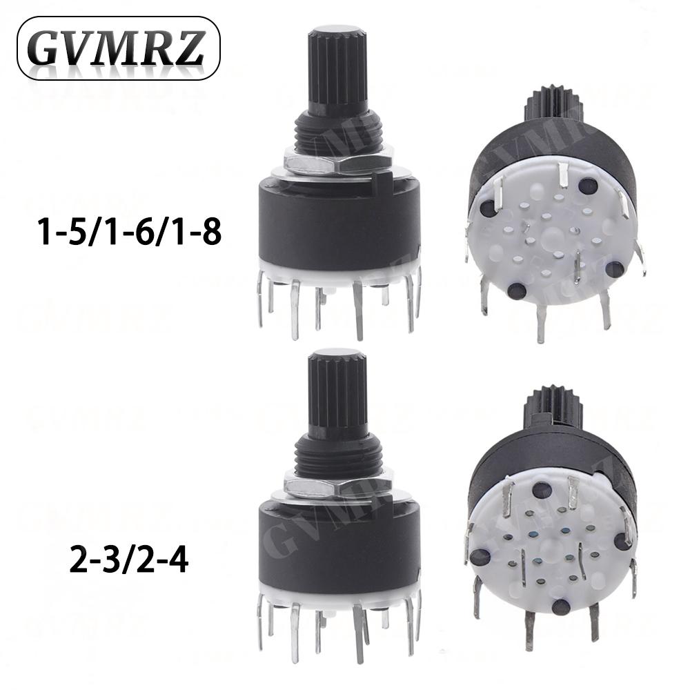 1PCS SR16 Plastic 16MM Rotary Band switch 2 Pole 3 4 position 1 Pole 5 6 8 Position Handle Length 15MM Axis band switch