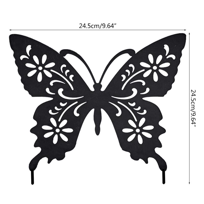 1 Pc Acrylic Black Butterfies Decor Family Yard Art Garden Stakes Lawn Floor Decoration Ornaments Hollow Out Shape