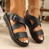2025 Summer Flat Sandals Female Gladiator Open-toed Soft Jelly Sandals Women's Sponge Cake Non-slip Beach Shoes