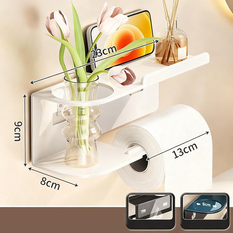 1pc Toilet Paper Holder, Plastic Storage Rack, Kitchen Towel Holder, Seasoning Bottle, Bathroom Wall Roll Paper