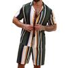 Men's short-sleeved shirt set temu American casual shirt set summer