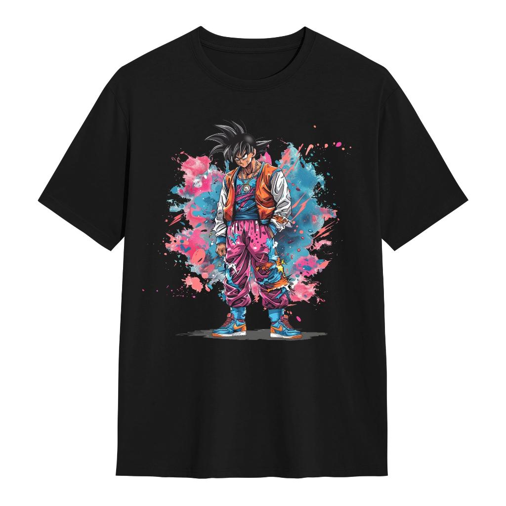 Japanese Animation Dragon Ball Short-sleeved Super Saiyan Wukong Summer New Retro Fashion Men's and Women's Streetwear