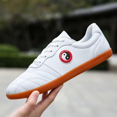 Chaussures d'arts martiaux en cuir véritable pour hommes, baskets à semelle tendon, chaussures d'entraînement de Tai Chi en cuir de vache souple