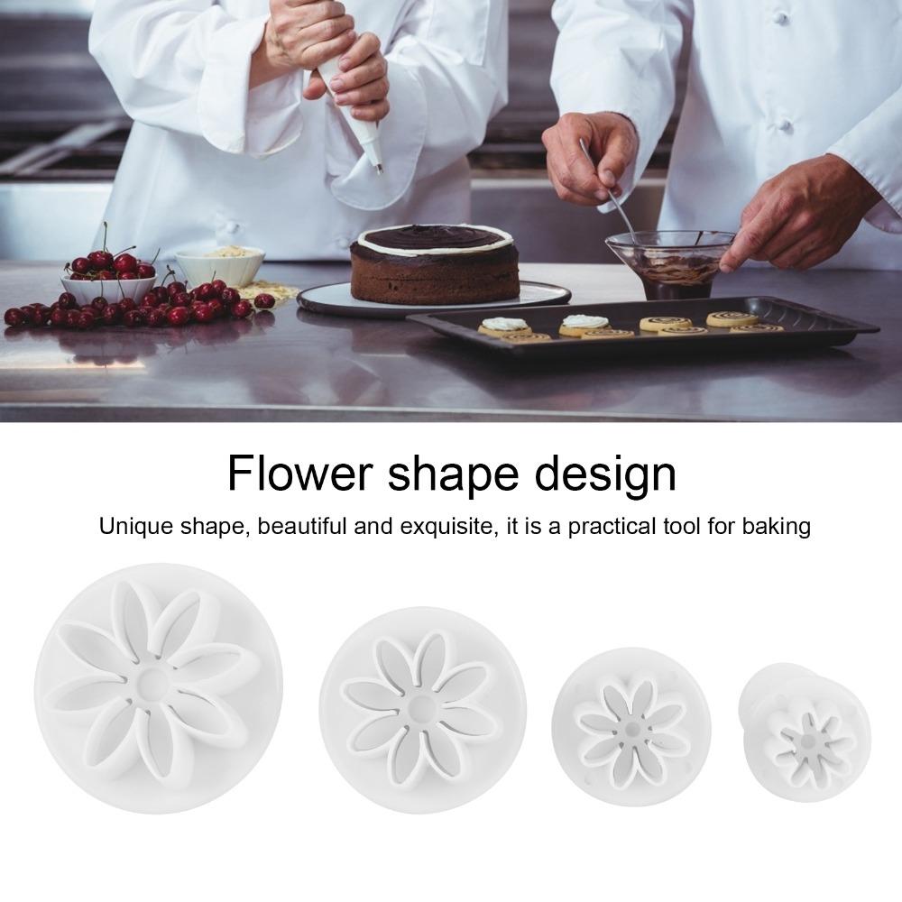 8pcs Daisy Pattern Cookie Cutter PP Biscuit Cutter Mold Flower Plunger Cutter Summer Baking