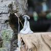 1 Stück Aquarium Mini Fischer Statue Asiatisch Zen Heimdekoration Aquarium Garten Sitzen Angeln Sandstein Vintage Ornament