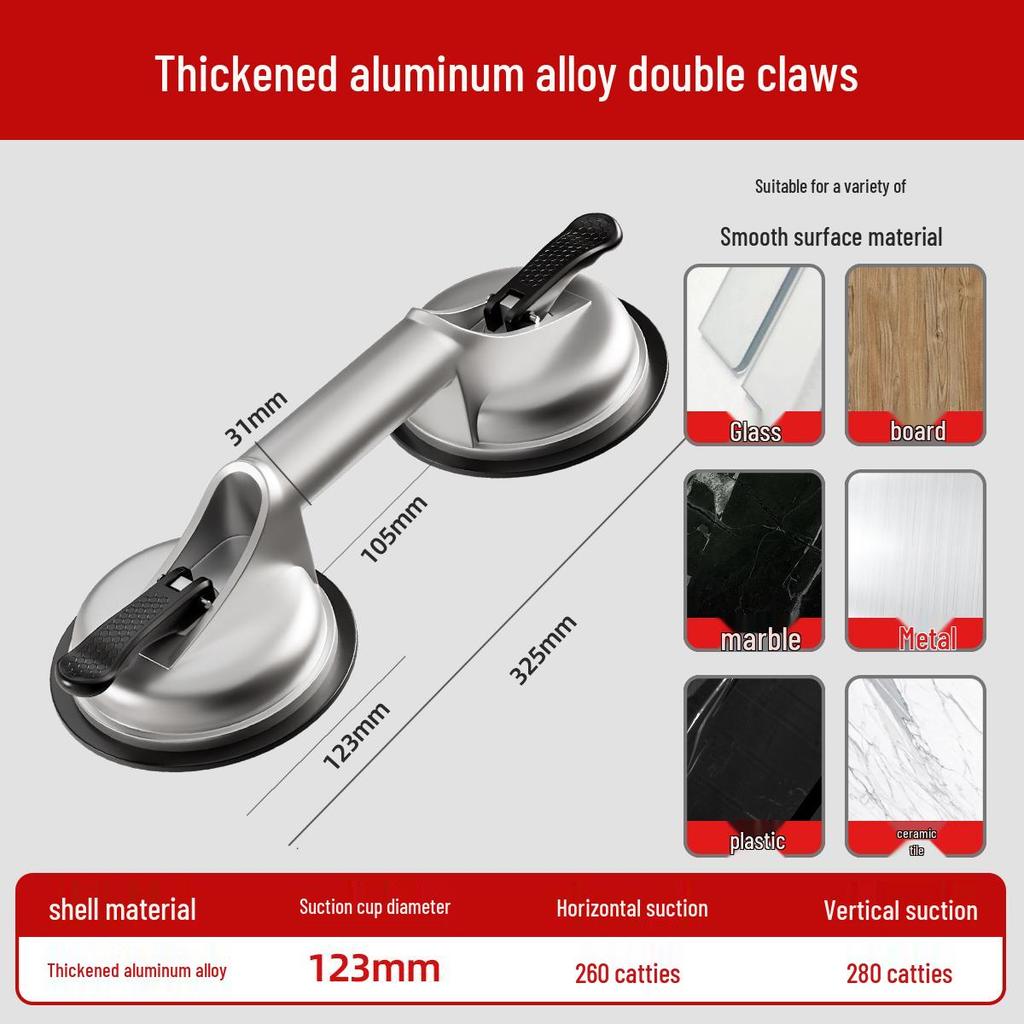 Aluminum Buckle Suction Cup Lifter for Ceiling, Tile, and Glass Installation