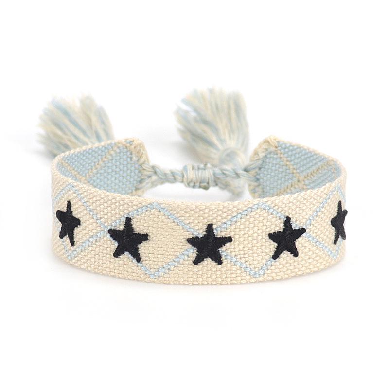 Handmade European Style Embroidered Love Bracelet with Tassels for Girls