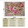[1pc Wild Roses Leopard Blanket] 1pc Soft Polyester Wild Roses On Leopard Print Flannel Throw Blanket - All-Season Comfort
