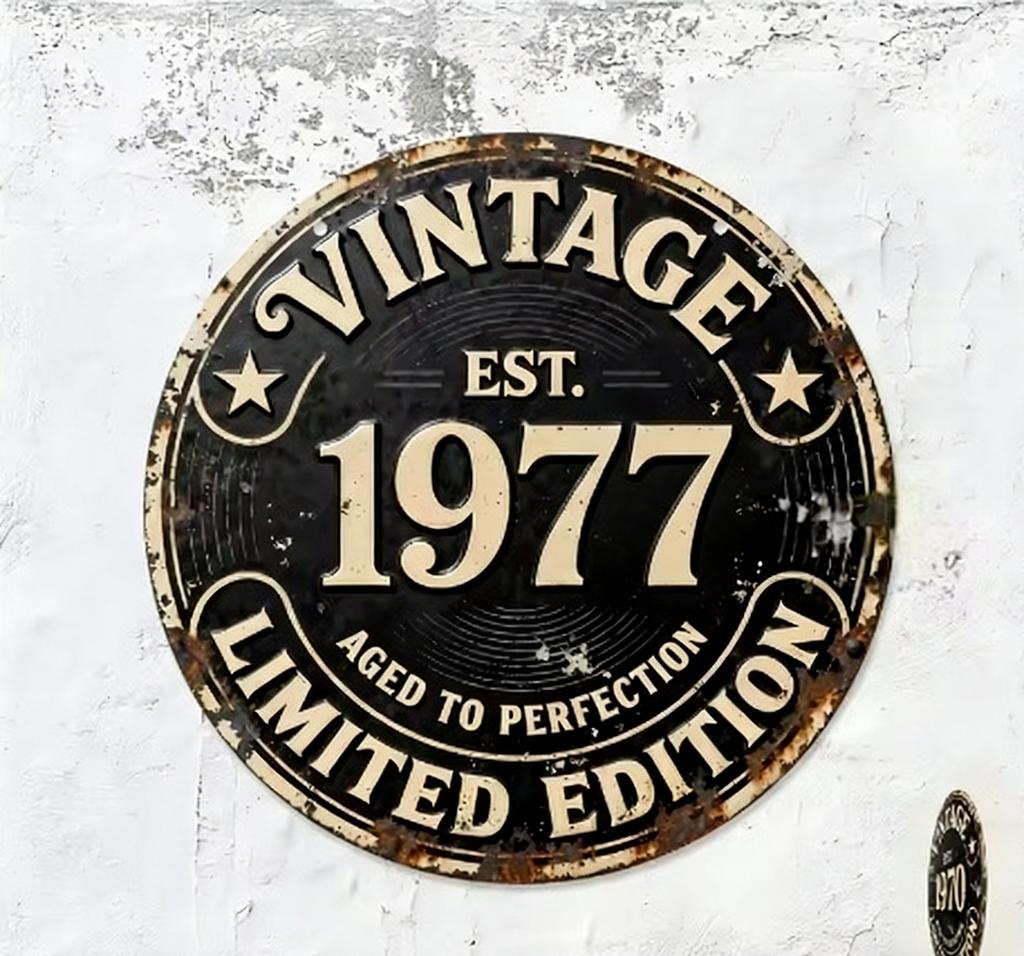 Vintage Limited Edition Round Metal Sign Retro Aged to Perfection Wall Decor for Bar Cafe Home