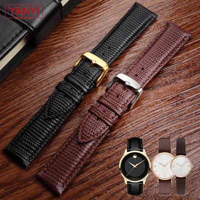 Lizard Pattern Genuine Leather Watchband 15mm 20mm 21mm Watch Bracelet for Movado Seagull Strap Simple Stylish Wristwatches Band