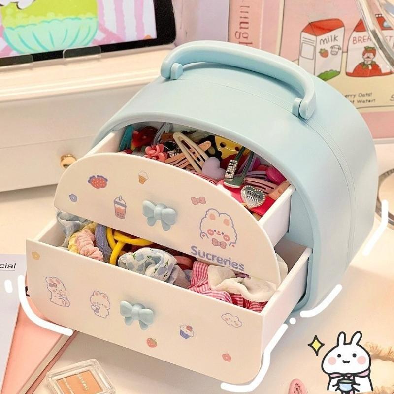 Hair Accessories Storage Box Organizer Girl Hair Rope Large Capacity Kawaii Hairpin Headdress Hairpin Jewelry Box Birthday Gift