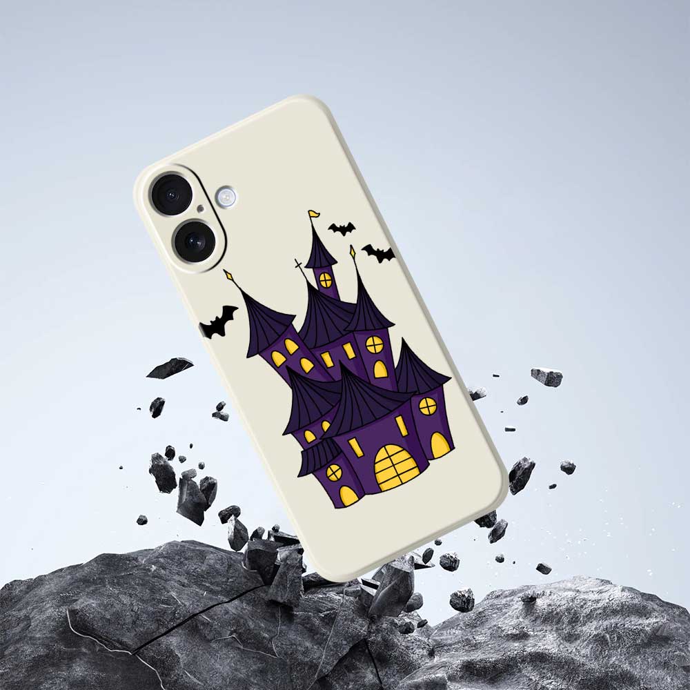 For iPhone 17 Case Bat Castle Pattern Printing Straight Edge TPU Phone Back Cover