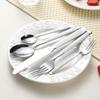 Stainless Steel Roman Pillar Tableware: 5-Piece Mirror-Polished Western Cutlery Set (Fork, Spoon, Dessert Spoon) for Hotels and Restaurants.