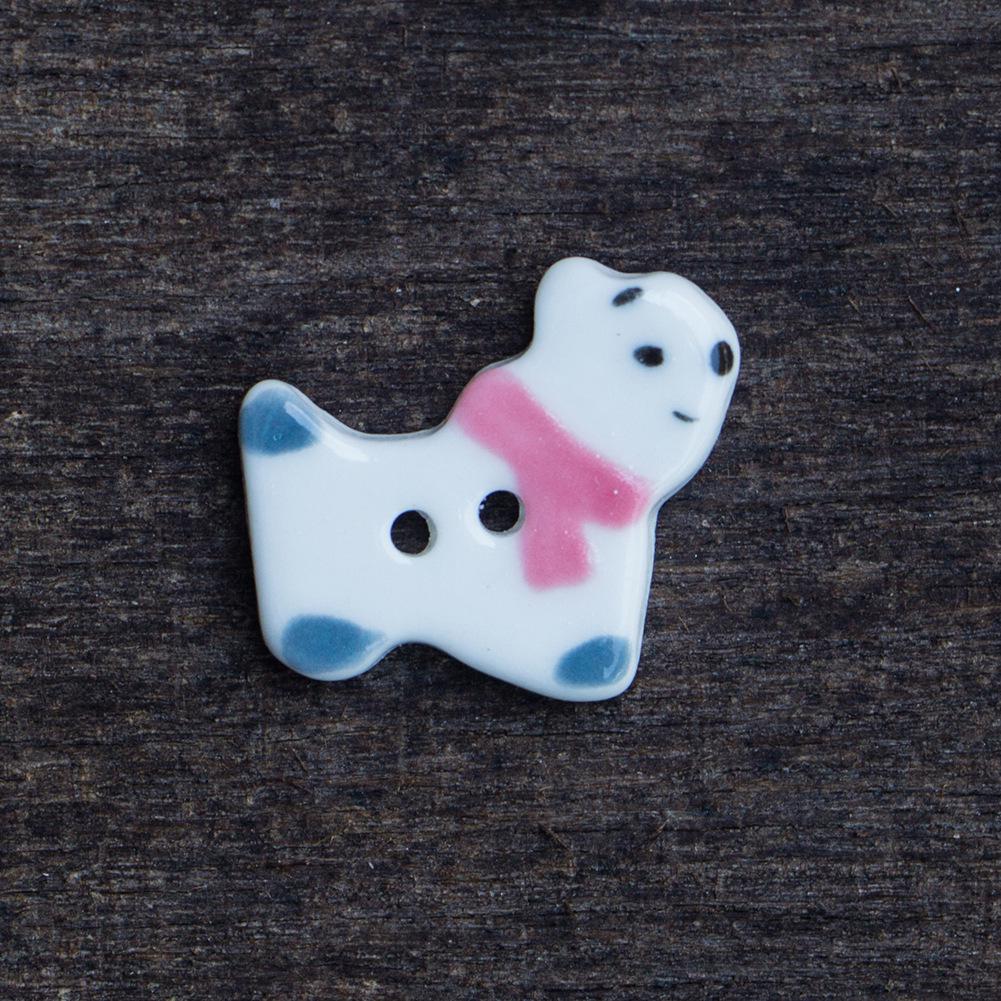 Exquisite UK Handmade Jingdezhen Ceramic Puppy Buttons for DIY Clothing