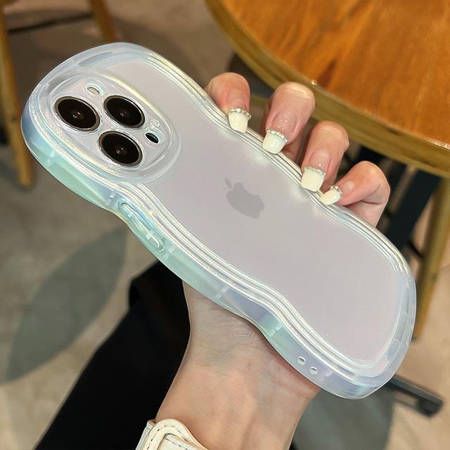 Ins Laser Glitter Clear Wave Edge Telefonveske For Iphone 14 13 11 12 Pro Max Xs Max Xr X 14pro Gjennomsiktig matt beskyttelsesdeksel