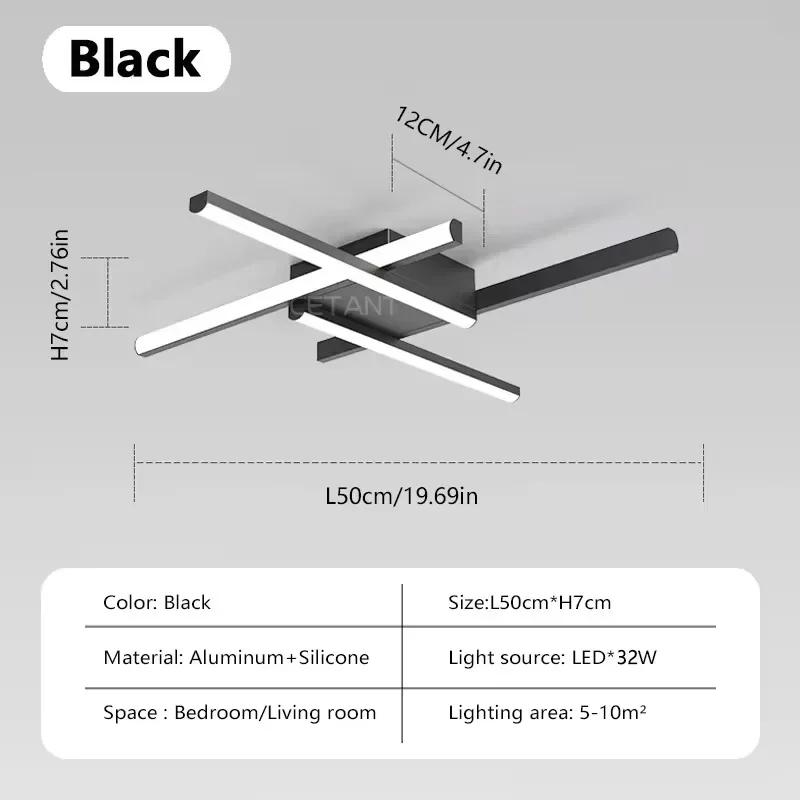 

Modern LED Ceiling Light Black 50cm 32W Home Decor Lamps For Bedroom Bedside Living Room Office Indoor Lighitng Fixtures Cool white