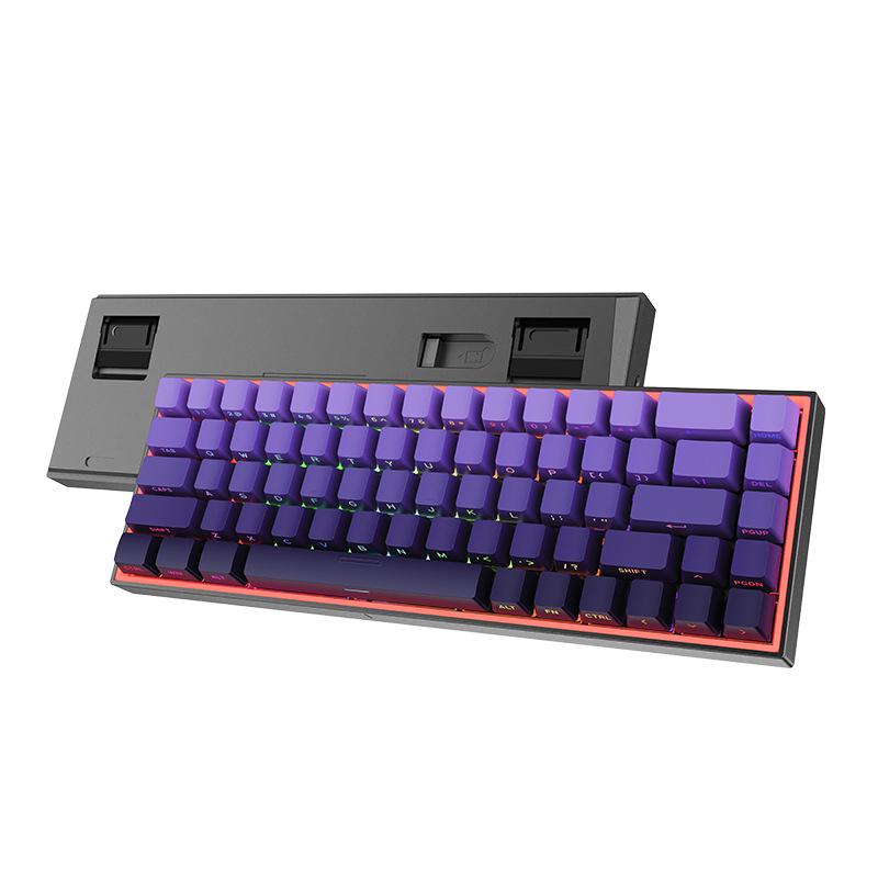Custom Blue Switch Mechanical Keyboard - 68-Key Wired Office & Gaming with Side-Printed Keys