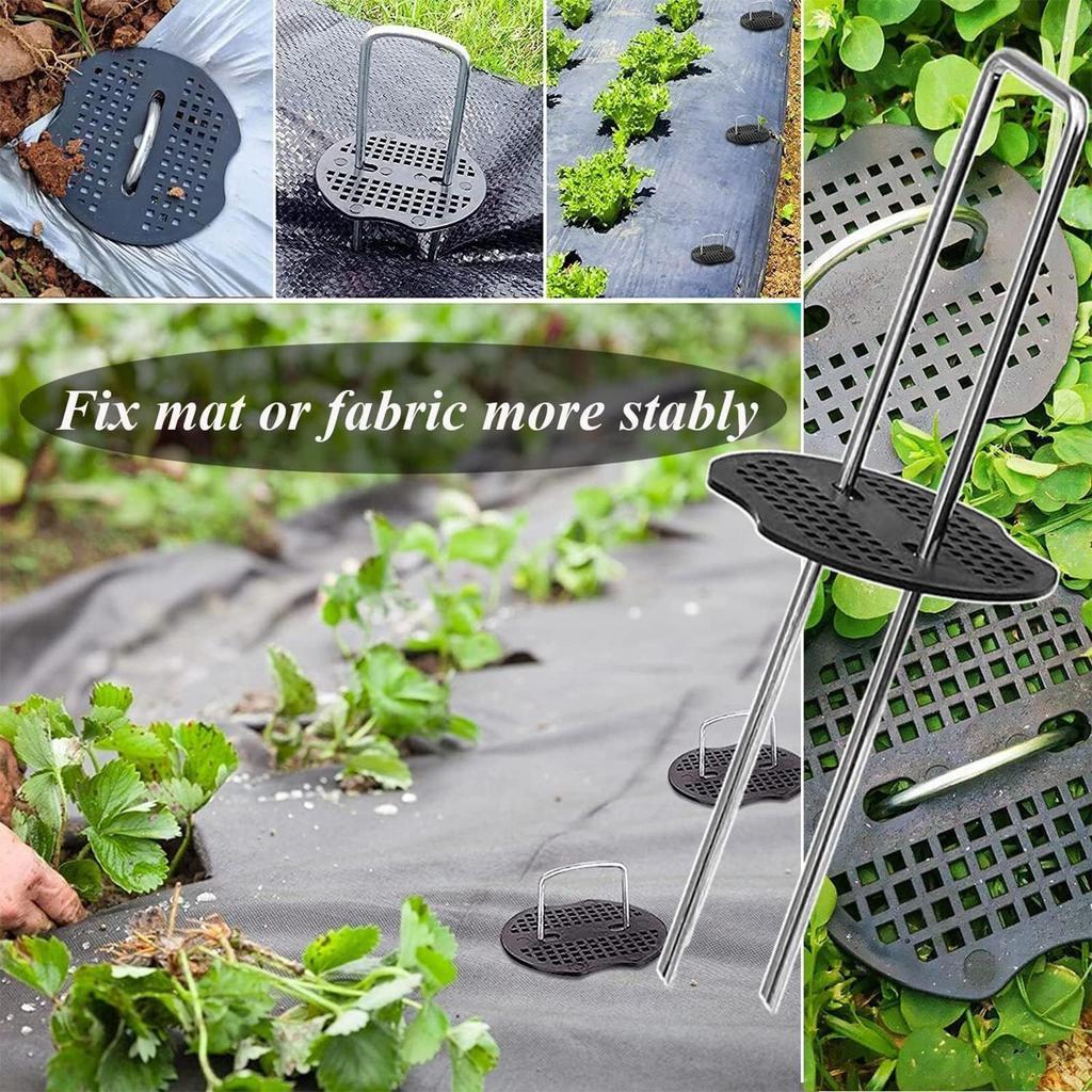 Garden Stakes 6 Inches U Shape Spikes With Gasket Landscape Fabric Pins With Pick Hook For Outdoor Yard Lawn Patio Greenhouse