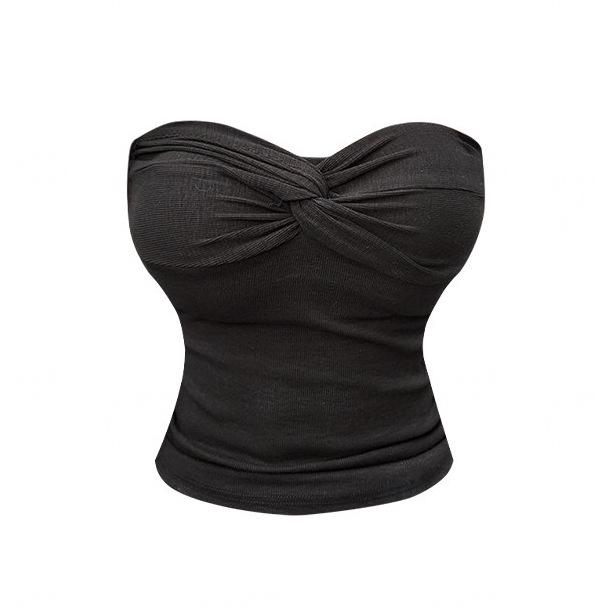 Sexy Spice Girl Beautiful Back Kink Sleeveless Tube Top Women's Summer Inner Design Sense Outer Wear Pure Desire Black Top