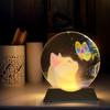 Cat and Butterfly Crystal LED Night Light Strip Base - USB-powered Glass Decorative Lamp, Suitable for Bedrooms, Living Rooms, B