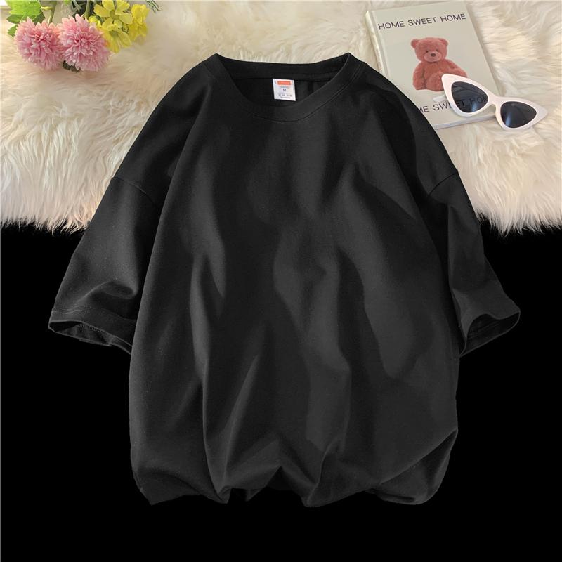 Summer New 260g 100% Cotton Fabric T-shirt Men High Quality Solid Color Short Sleeve Loose Tshirts Oversize Top Tees S-5XL