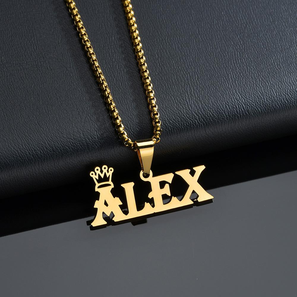 Customized Names Pendant Necklace Stainless Steel Personalized Jewelry Cuban Thick Chain for Men Women Detachable Necklace Gift