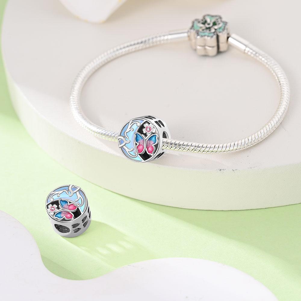 Charms Original Copper Butterfly Moonlight Pearl Plant Beads Fit Bracelet Diy Fine Gift Women Delicate Jewelry Acce