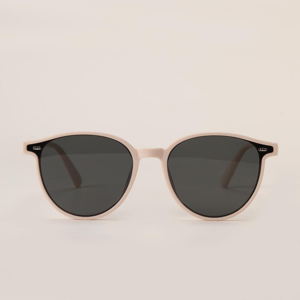 Lunettes B305 Monture Ronde Rivet Monture Écaille de Tortue Lunettes de Soleil Femmes, Lunettes de Soleil Rétro Verre Couleur Thé Grenouille Hommes