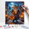 Halloween Oil Painting Digital Painting Witch Pumpkin Moonlit Village Handmade Diy Coloring Painting Home Decoration