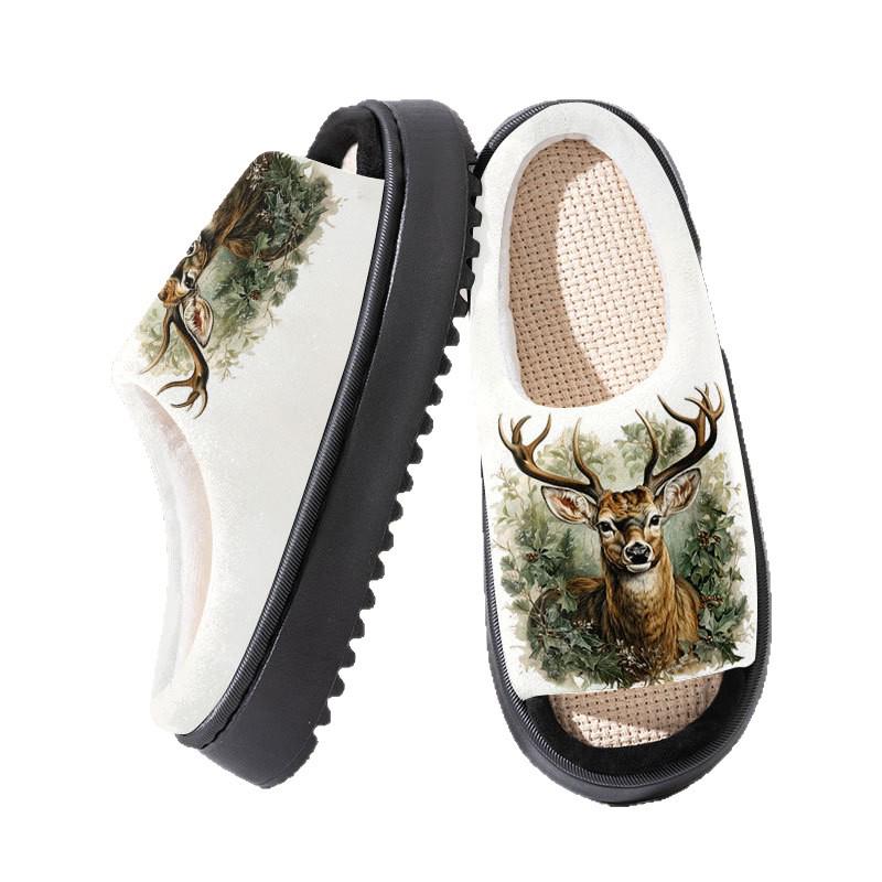 Unisex Animal Print Linen-Cotton Slippers for Spring, Summer, and Autumn