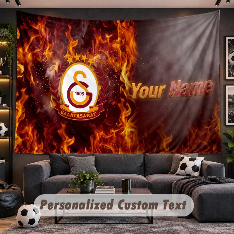 Galatasaray FC Personalized Tapestry Support Custom Name, Wall Art Home Decoration