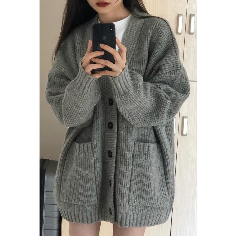 

Мягкий восковой ленивый осенне-зимний новый свободный плащ, топ, вязаный свитер, женский ленивый кардиган