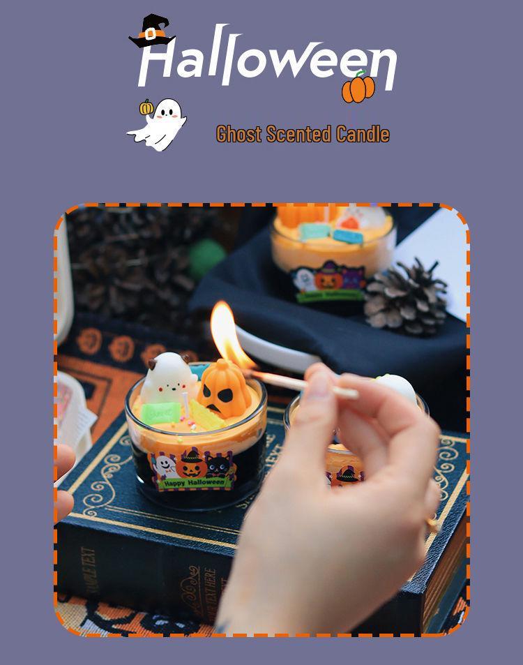Halloween Ghost Pumpkin Scented Candle Ornament for Festive Atmosphere