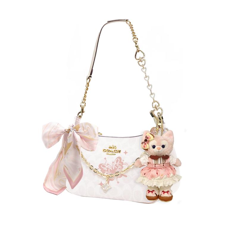 Coach Shoulder Bag [Customized Bag] Teri 25 Brand Micro-label Detachable Strap Bow Silk Scarf Extension Chain Printed Artificial Yunguichu Basic Model
